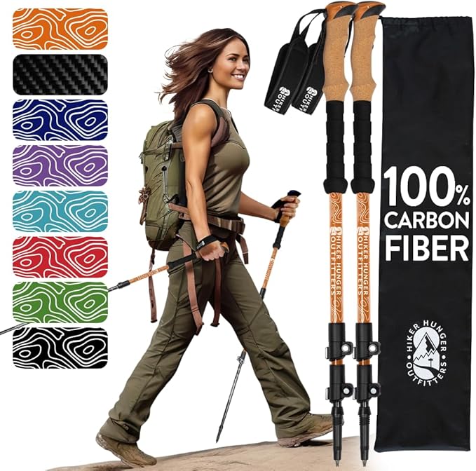 100% Carbon Fiber Trekking Poles by USA Brand by HikerHungerOutfitters