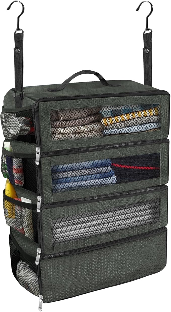 Suitcase Organizer, Travel Luggage Organizer Portable Hanging Travel Shelves by Unknown