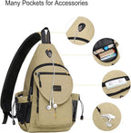 MOSISO Sling Backpack, Canvas Crossbody Hiking Daypack Bag - Image 3