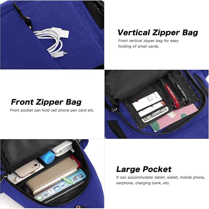 MOSISO Sling Backpack, Canvas Crossbody Hiking Daypack Bag - Image 4