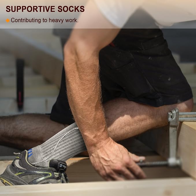 BULLIANT Compression Socks for Men 6Pairs, Athletic Crew Socks Cushioned For - Image 8