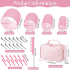 Obeoby 4 Sizes Hair Rollers with Gift Makeup Bag, Easter Gifts Rollers Hair Curlers for Long, Short Hair and Bangs, Birthday Pink Gifts Easter Basket Stuffers for Women Girls