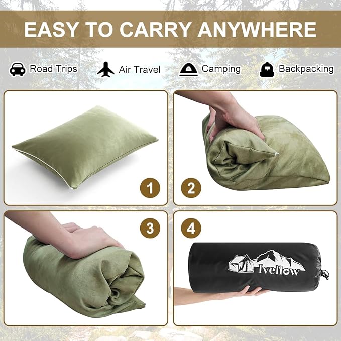 Ivellow Memory Foam Travel Pillow Compressible Camping Pillow - Image 8