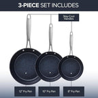 Nuwave 3-Piece Fry Pan Set, 12” Forged Lightweight, G10 Healthy Duralon Blue - Image 3