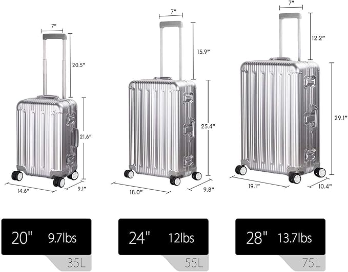 TRAVELKING All Aluminum Luggage Zipperless Hard Shell Suitcase - Image 6
