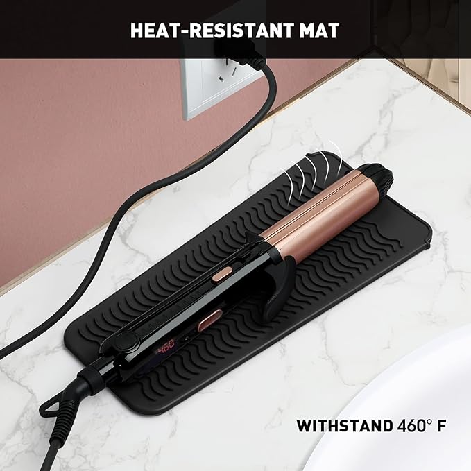 ZAXOP Resistant Silicone Mat Pouch for Flat Iron, Curling Iron,Hot Hair Tools (Black)