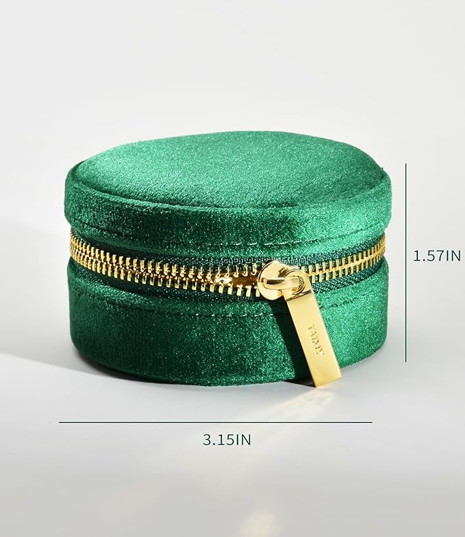 TAIMY Travel Jewelry Case, Small Round Velvet Travel Jewelry Box - Image 4