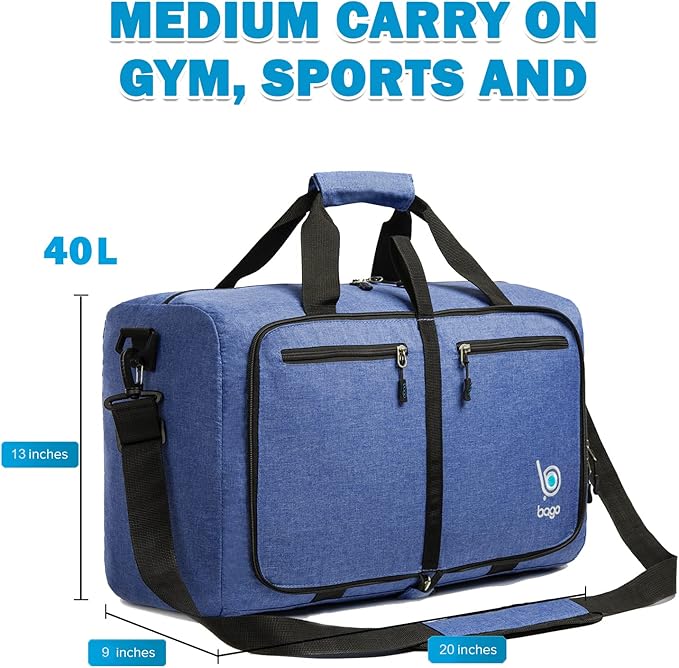 Bago Foldable Duffel Bags for Traveling Women & Men - 40L Sports Packable - Image 3