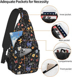 SUPLUCHOM Sling Bag Vintage Botanical Flower Wildflower Hiking Daypack - Image 4