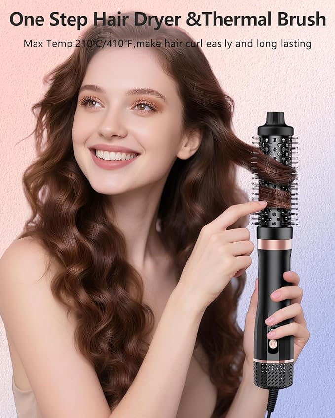 Hot Air Brush, Updated Version Thermal Brush & Hair Dryer Brush One Step Volumizer, High-Speed 1.5 Inch Negative Ion Blowout Express Thermal Round Brush Salon-Quality Blowouts, Hair Shinier & Smoother