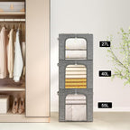 GoMaihe Clothes Storage Bins Metal Frame: 3-Pack Compact Stackable Closet - Image 8
