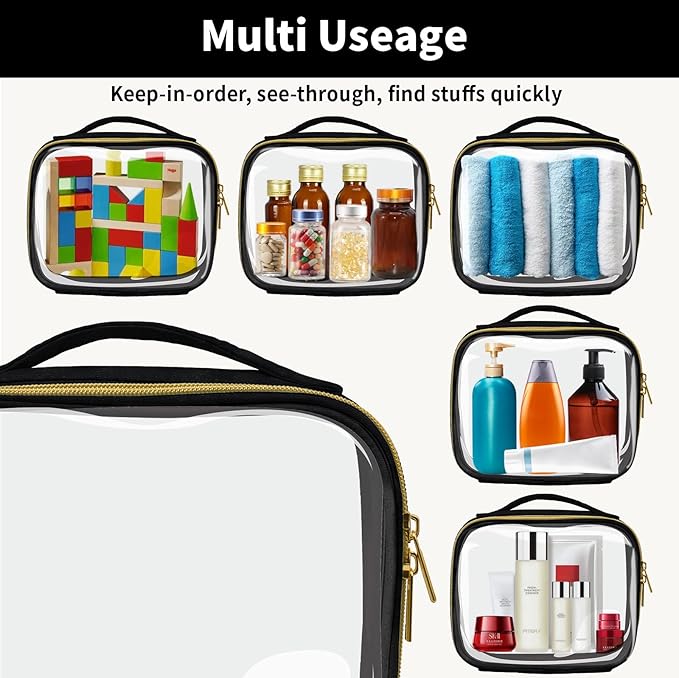 TSA Approved Travel Toiletry Bag, 3 Pack Clear Makeup Bags - Image 4