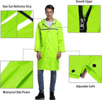 Mens Long Hooded Safety Rain Jacket Waterproof Emergency Raincoat Poncho - Image 3