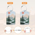 3 Pcs Luggage Tag for Suitcases, Mountain and Tree Sunset Landscape Leather - Image 3