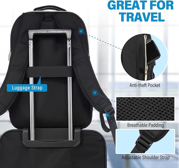 LOVEVOOK Laptop Backpack Purse for Women, Work Business Travel Computer Bags - Image 3