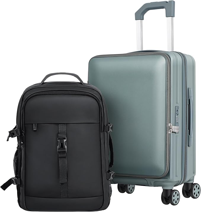 buy 0ne get 0ne free! Carry On Luggage Front Opening 20in Suitcase by Sinouso