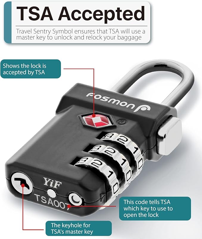 Fosmon TSA Approved Luggage Locks, Suitcase Travel Lock - Image 2