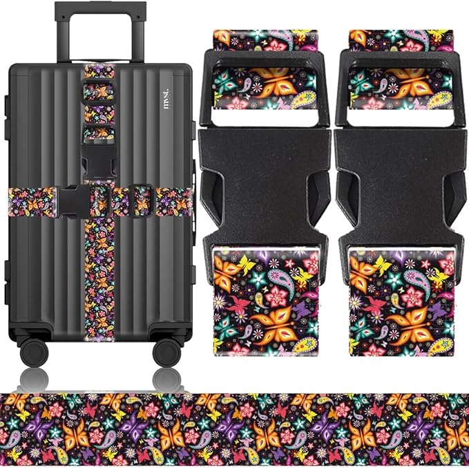 2 Pack Luggage Straps for Suitcases Adjustable Luggage Belt TSA Approved by Unknown