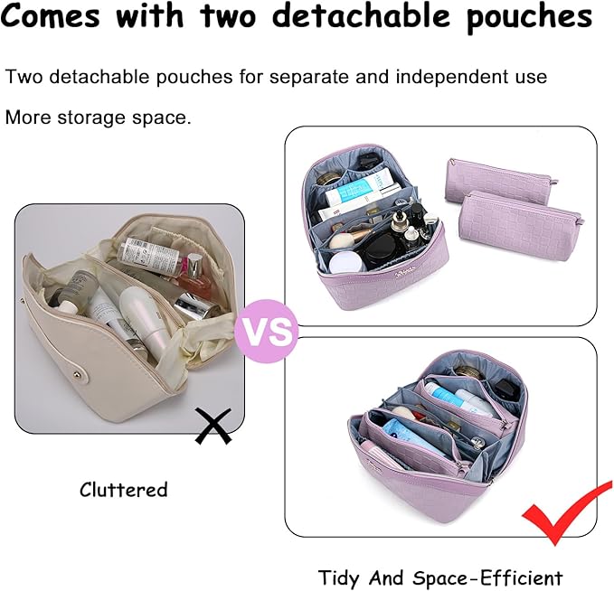 Travel Makeup Bag Organizer Cosmetic Bag: 3 Pcs Set Make up Bags - Image 7