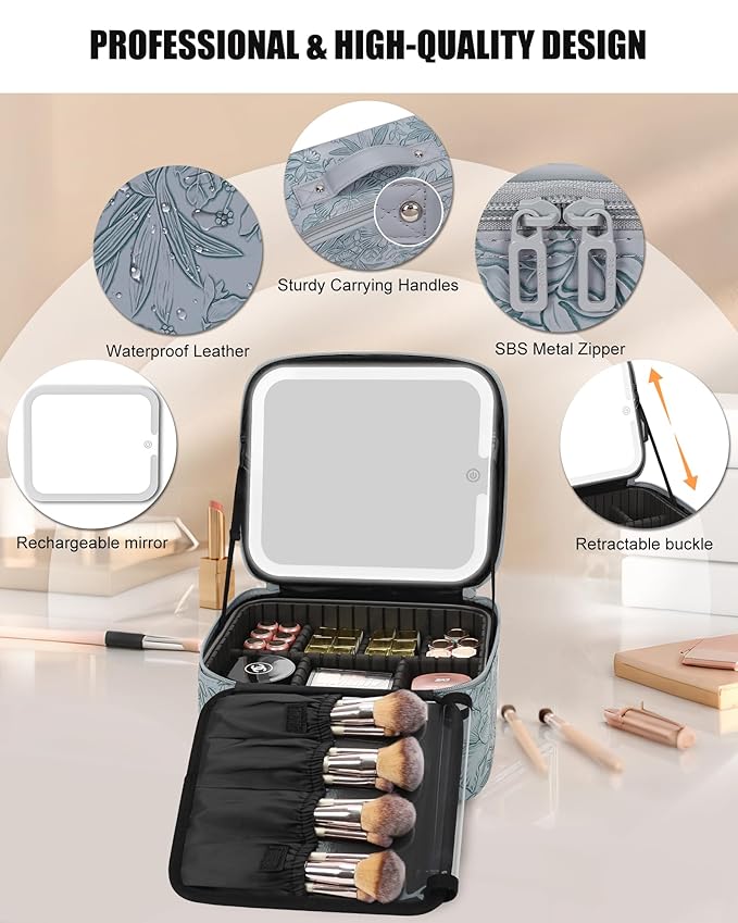 Relavel Travel Makeup Bag With LED Mirror - Image 4