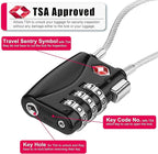 ZHEGE Luggage Lock TSA Approved 3 Digit Travel Cable Padlock - Image 2