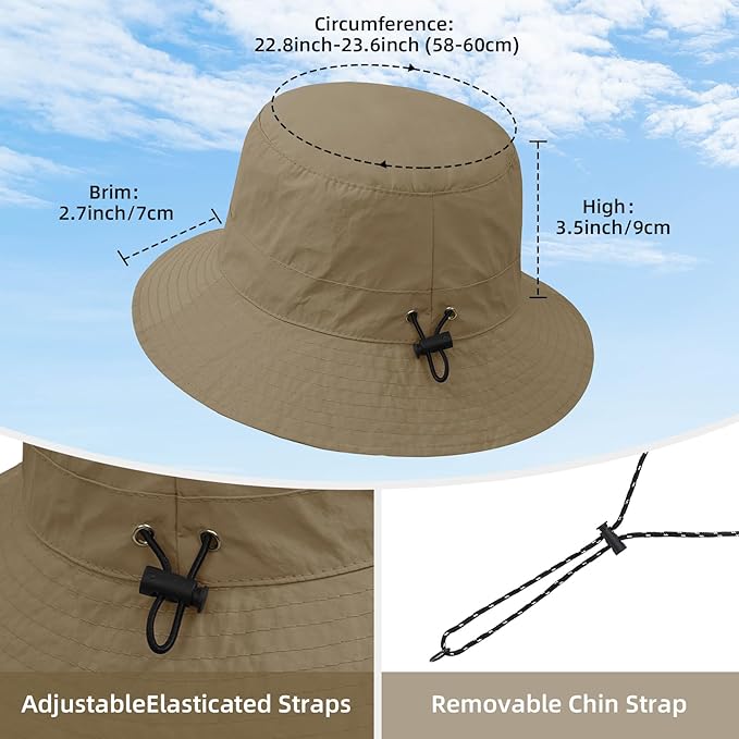 Durio Waterproof Bucket Hats for Woman UPF 50+ Sun Hat UV Protection Packable - Image 3