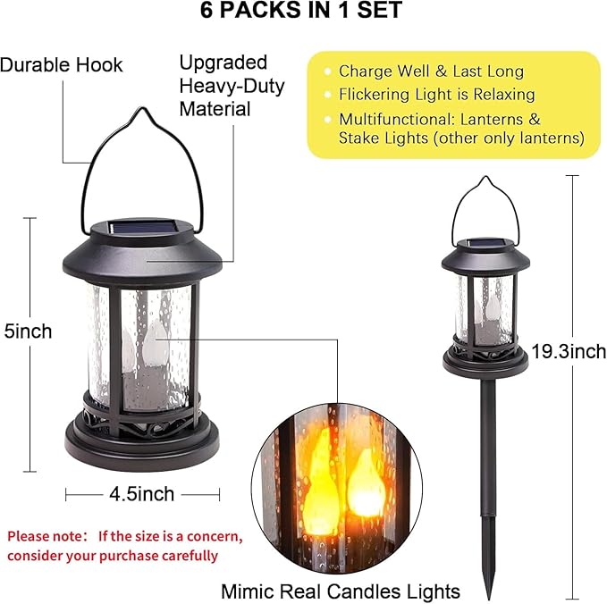 Beautyard Outdoor Solar Candles Lights Flickering Decorative Lantern Stake - Image 2