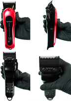 Supreme Trimmer Pro Clipper All Metal w/Fade Blade | 300 Min Run Time Professional Clipper Set, Cordless Beard Trimmer | STC5030 Red