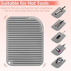 Quccefods Heat Resistant Mat Large Silicone Hot Hair Tools Holder for Curling Irons Flat Iron Hair Straightener Mat Portable Vanity Pad Accessories/Organizer
