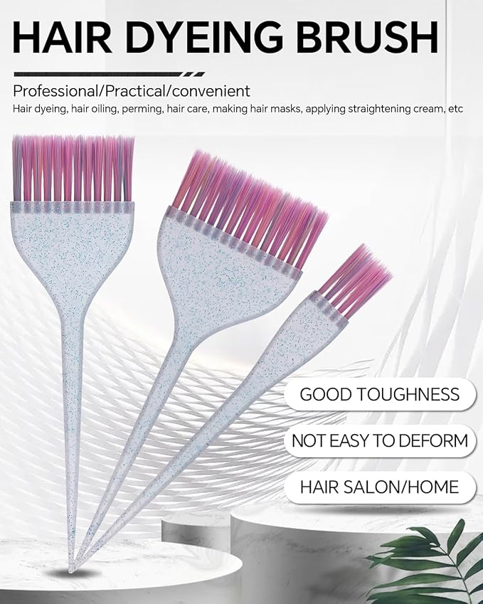 3 Pack Hair Color Brush Set - Professional Hair Dye Brush for Stylist, for Highlighting, Tint and Coloring Sections - Women Men Salon Use Home DIY Dyeing