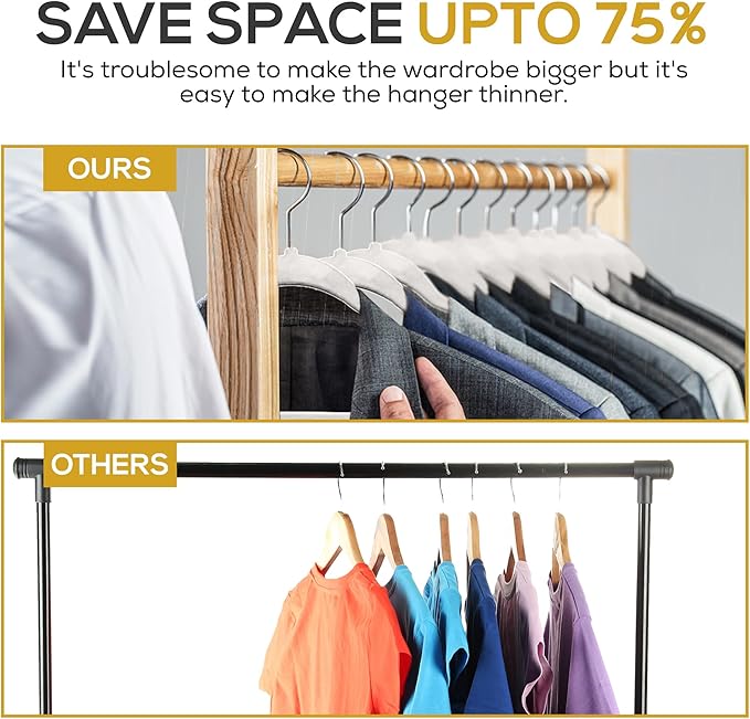 Premium Velvet Hangers 50 Pack Ultra Thin Non Slip Adult Felt Space Saving Slim - Image 6