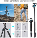 Camera Tripod, Adjustable Height from 17" to 68" Professional Stand - Image 6