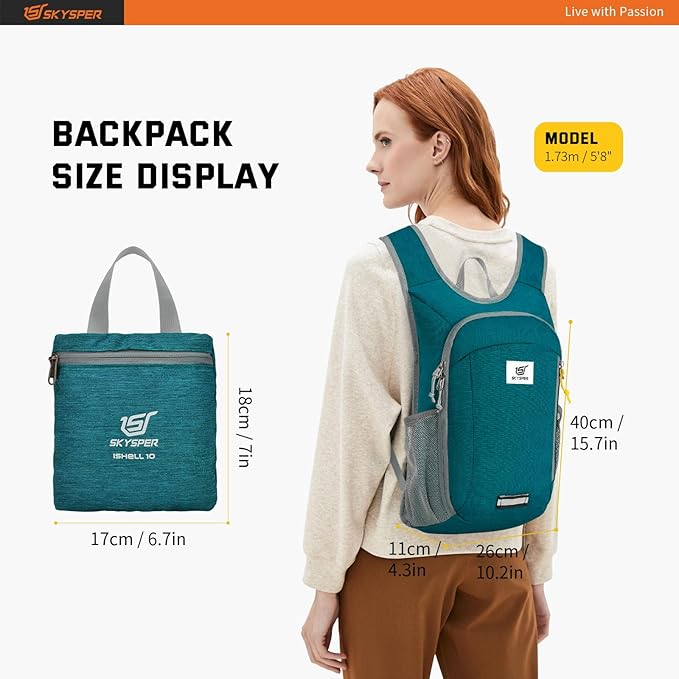 SKYSPER Small Daypack 10L Hiking Backpack Packable Lightweight Travel Day Pack - Image 7