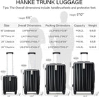 Hanke 24 Inch Checked Luggage PC Hard Shell Suitcases - Image 4