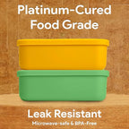 Platinum Silicone Bento Lunch Box Set of 2 – 3 Compartments, Microwave & - Image 3