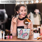 Makeup Bag For Purse Butterfly, Colorful Butterflies Garden Butterfly Cosmetic Bags For Women With Zipper Travel Toiletry Pouch Makeup Bags Makeup Organizers Purse For Toiletries Cosmetics