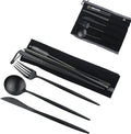 Gugrida Luxury Black Matte Portable 18/10 Stainless Steel Travel Flatware Sets by Unknown
