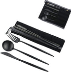 Gugrida Luxury Black Matte Portable 18/10 Stainless Steel Travel Flatware Sets by Unknown