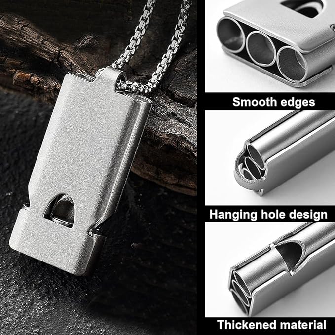 Whistle Emergency Whistles Keychain Rape Whistle Stainless Steel High Decibel - Image 2