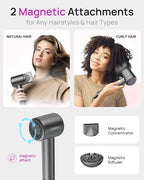Hair Dryer, High-Speed Ionic Low Noise Blow Dryer for Fast Drying, Birthday Christmas Gifts for Women Men Mom Dad, Thermo-Control Quiet Compact Hair Blow Dryer for Travel Salon, Gray