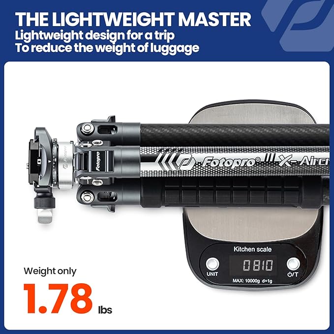 Fotopro Carbon Fiber Tripod 1.7lbs Ultralight 62 Inch Portable Compact Travel - Image 2