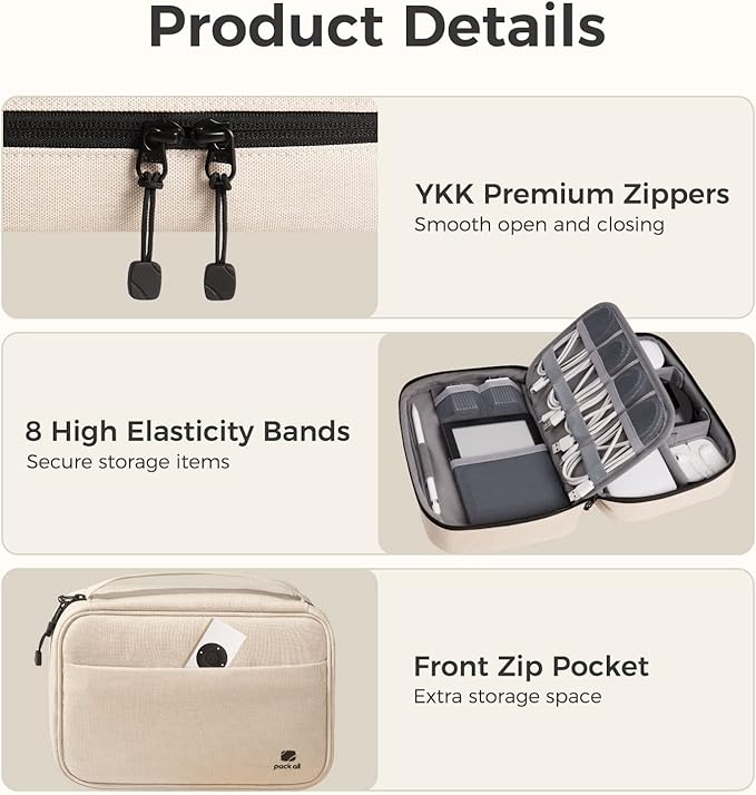 pack all Electronic Organizer Plus, Larger Capcity Cable Organizer Bag - Image 6