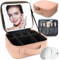Makeup Bag with Led Mirror, Travel Makeup Organizer with 3 Color Setting & 10X by SUILU