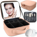 Makeup Bag with Led Mirror, Travel Makeup Organizer with 3 Color Setting & 10X by SUILU