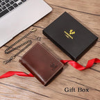 Holder for AirTag Men's Wallet Genuine Leather Purse RFID Blocking Bifold - Image 6