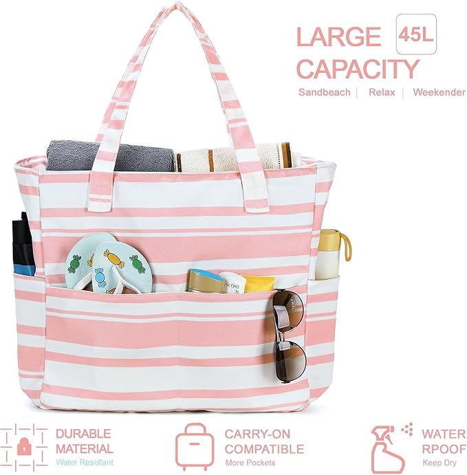 LEDAOU Beach Bag Waterproof Sandproof Women Tote Bag Pool Bag - Image 7