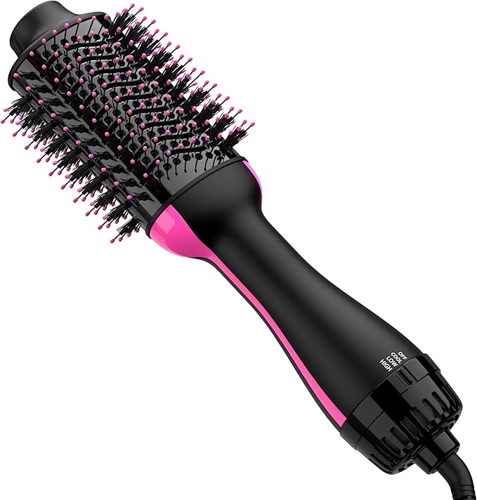 Hair Dryer Brush Blow Dryer Brush in One, Upgraded 4 in 1 Hair Dryer and Styler Volumizer with Negative Ion Anti-frizz Ceramic Titanium Barrel Hot Air Hair Straightener Brush