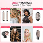MESCOMB Dual Voltage Hot Air Styler Wrap - 5 in 1 Hair Dryer Brush with Fast Drying Blow Dryer, Styling, Straightening & Volumizing with Travel Bag (100V–240V) -Black + Pink