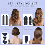 DORISILK 8 in 1 Hair Styler & Hair Dryer Brush Blow Dryer, 110,000 RPM High-Speed Hot Brush Styler and Auto Wrap Curlers, Ionic Frizz-Free for Smoothing Straightening Curling Volumizing Drying, Blue