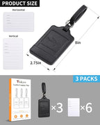 Teskyer Luggage Tags, 3 Pack Premium PU Leather Luggage Tags - Image 7